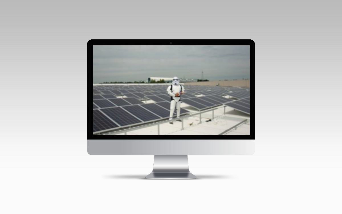 Solar cells being installed star trooper style